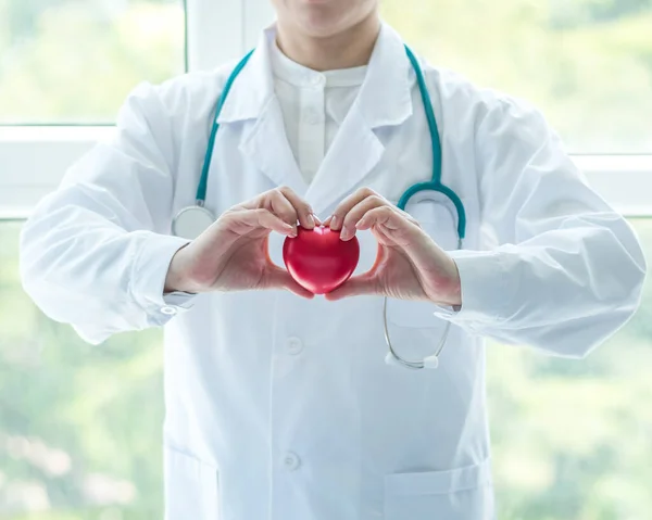 Herz Kreislauf Erkrankungen Arzt Oder Kardiologe Mit Rotem Herzen Klinik — Stockfoto