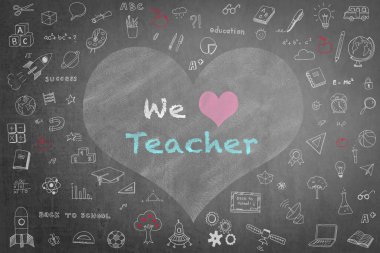 Öğretmenler günü konsepti için siyah tahtada selamlaşmayı severiz.