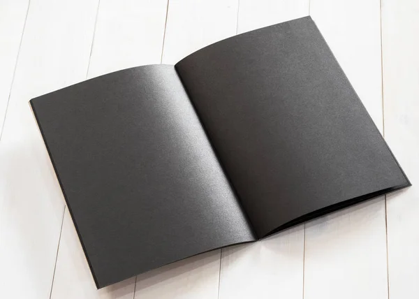 Blank Tamanho Modelo Livro Preto Simular Com Página Dupla Aberta — Fotografia de Stock