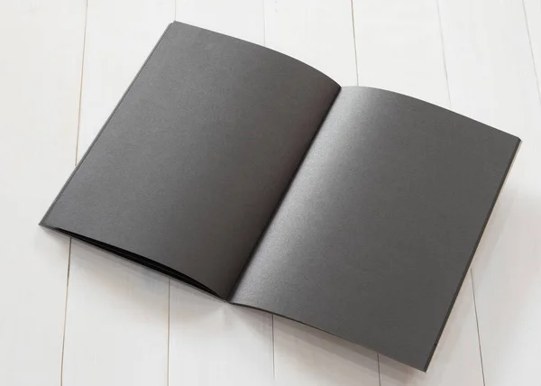 Blank Size Black Book Template Mock Open Double Page Placing — Stock Photo, Image