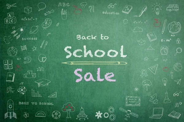 Back School Sale Annonce School Teacher Green Tafelhintergrund Copy Space — Stockfoto
