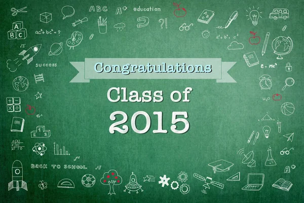 Graduação Felicitações Classe 2015 Saudação Anúncio Para Congrats Cartão Educacional — Fotografia de Stock