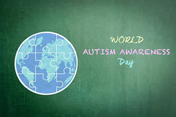 World Autism Awareness Day Doodle Globe Puzzle Jigsaw Piece School — Stock Photo, Image