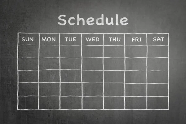 Schedule Grid Timetable Black Chalkboard — Stock Photo, Image