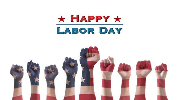 Labor Day Celebration Concept Usa National Flag American People Clenched — Stock Photo, Image