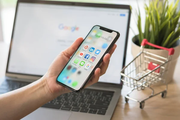 Bangkok Tajlandia Marca 2018 Aplikacja Mediów Społecznościowych Marketingu Cyfrowego Commerce — Zdjęcie stockowe