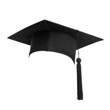 Mezuniyet şapkası, akademik başlık veya Mortarboard beyaz arka planda izole edilmiş, eğitim şapkası tasarımı modeli ve okul mezuniyet şapkası şablonu için kırpma yolu var.