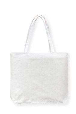 Tote bag pamuk kumaş kumaş bezi eko alışveriş çuvalı modeli boş şablon beyaz arkaplan izole (kırpma yolu)