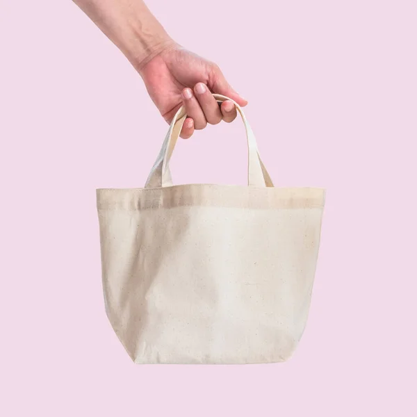 Tote Bag Canvas Pano Tecido Algodão Branco Para Eco Ombro — Fotografia de Stock