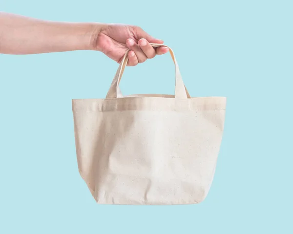 Tote Tas Canvas Wit Katoen Doek Voor Eco Schouder Winkelen — Stockfoto