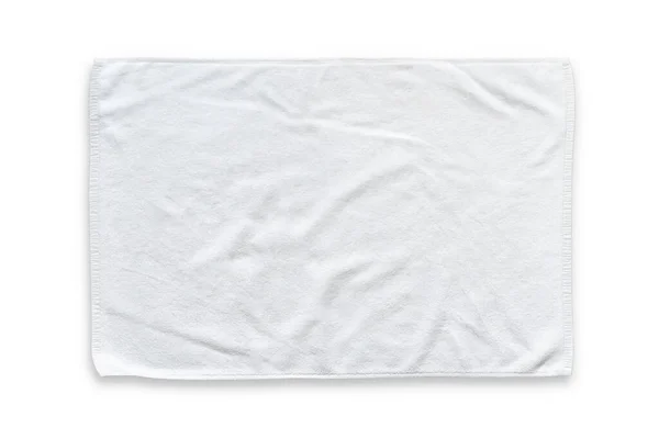 Toalha Algodão Branco Mock Modelo Limpador Tecido Isolado Fundo Branco — Fotografia de Stock