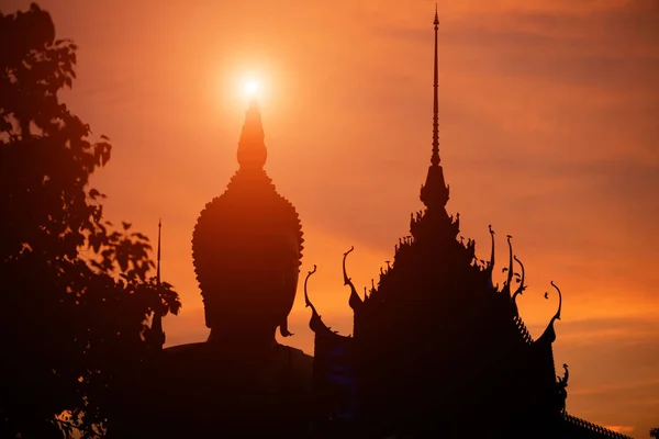 Statue Bouddha Silhouette Symbole Bouddhisme Religieux — Photo