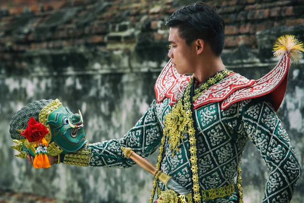 Khon Tradition Culture Performer Art Masque Ramakien Ramayana Histoire Thaïlande — Photo