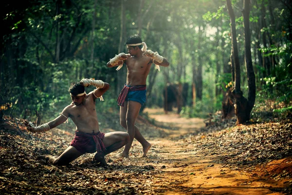 Muay Thai Wai Kru Uma Arte Tradicional Boxers Tailandeses Para — Fotografia de Stock