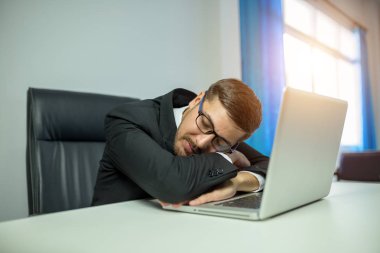 İşadamı çalışan dinlendirici uyku Office 