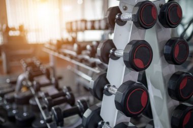 Dumbbells spor salonunda fitness eğitimi ayarlamak