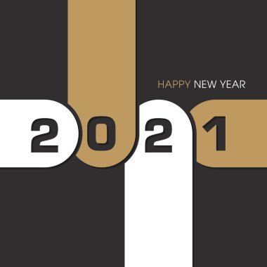 Mutlu yıllar 2021 Metin Tasarım Vektörü.