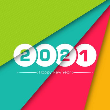 Mutlu yıllar 2021 Metin Tasarım Vektörü.