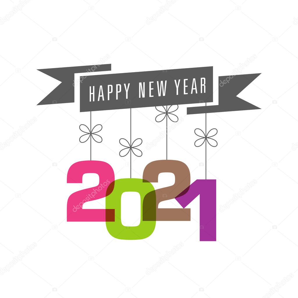 Happy new year 2021 Text Design vector.