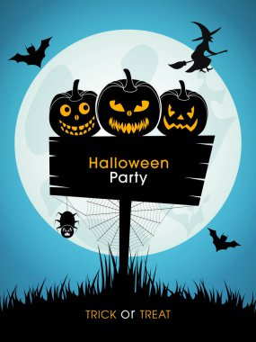 Poster, pankart ya da Cadılar Bayramı partisinin resmi.