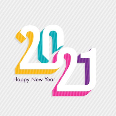 Mutlu yıllar 2021 Metin Tasarım Vektörü.