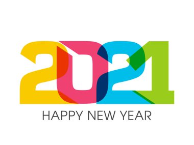 Mutlu yıllar 2021 Metin Tasarım Vektörü.
