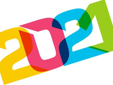 Mutlu yıllar 2021 Metin Tasarım Vektörü.