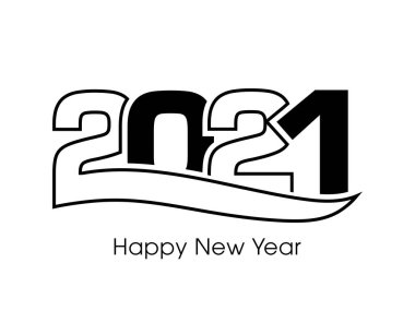 Mutlu yıllar 2021 Metin Tasarım Vektörü.