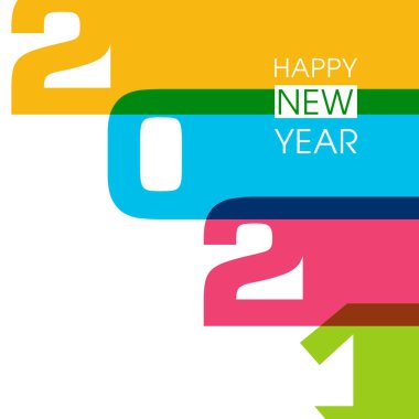 Mutlu yıllar 2021 Metin Tasarım Vektörü.