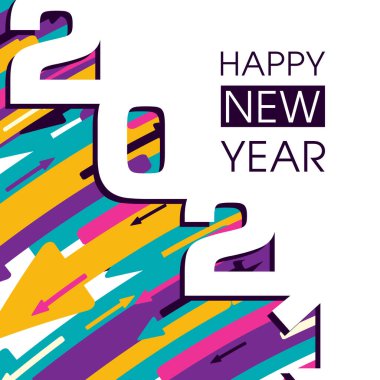 Mutlu yıllar 2021 Metin Tasarım Vektörü.