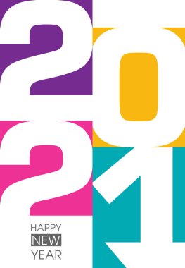 Mutlu yıllar 2021 Metin Tasarım Vektörü.