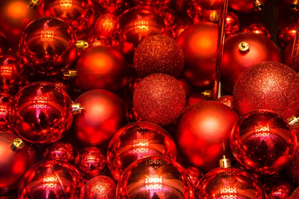 Palle Natale Rosso Sfondo Natale Immagine — Foto Stock