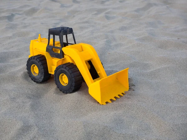 Spielzeug Radlader Bagger Baumaschine Auf Dem Sand Bug — Stockfoto