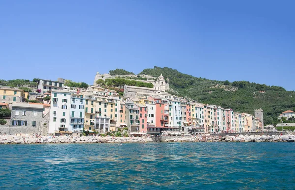 Portovenere Italy_August 2018 Beautiful Village Viewed Boat Sunny — Stock Photo, Image