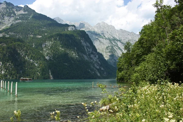 Zobacz Górskich Alpach Koenigssee Bawarii — Zdjęcie stockowe