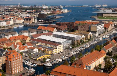 Kopenhag 'ın havadan görünüşü, Danimarka' nın başkenti, İskandinavya