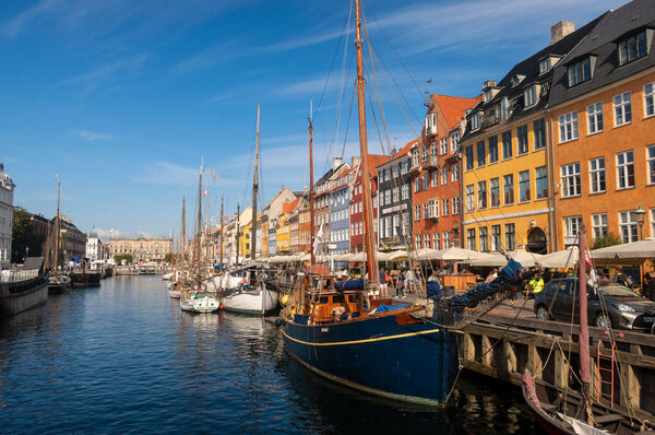 The 17th century waterfront of Nyhavn in the Old Town of Copenhagen, Denmark