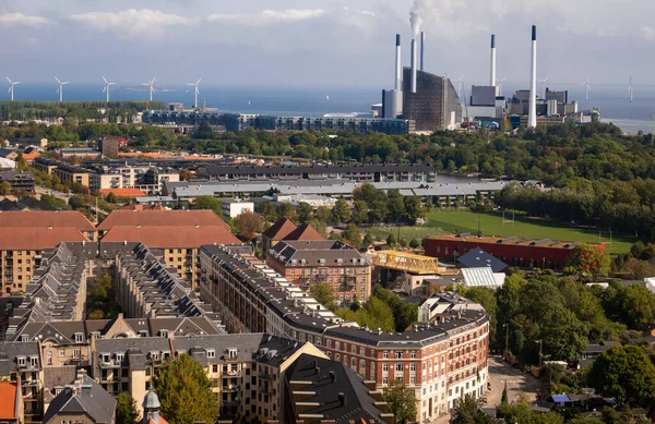 Luftaufnahme Von Kopenhagen Mit Dem Amager Bakke Kraftwerk Hintergrund Dänemark — Stockfoto