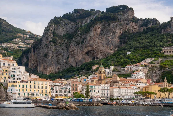 Amalfi Cidade Como Visto Offshore Salerno Campanis Itália — Fotografia de Stock