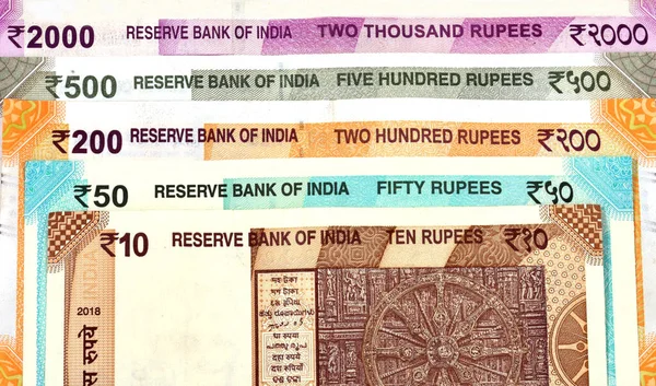 Nieuwe Indiase Munt Van 2000 500 200 Roepies — Stockfoto