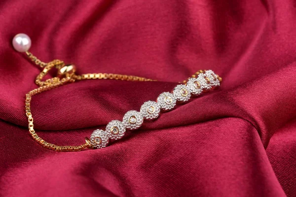 Bracelet Diamant Sur Tissu Bijoux Diamant Bracelets Diamant Bijoux Diamant — Photo