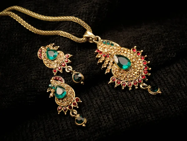 Collar Diamantes Joyas Tradicionales Indias — Foto de Stock