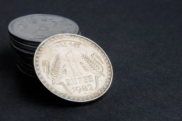 Rupie Monedă Indiană Moneda Indiană Rupee Moneda Indiană Conceptul Bani — Fotografie, imagine de stoc