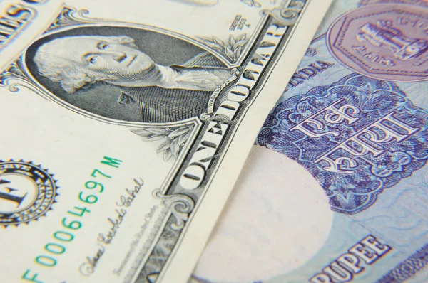 Indische Rupie Und Amerikanischer Dollar — Stockfoto