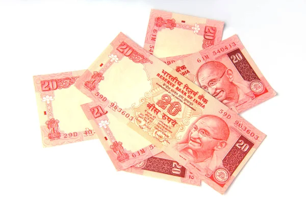 Zwanzig Rupien Scheine Indische Währung — Stockfoto