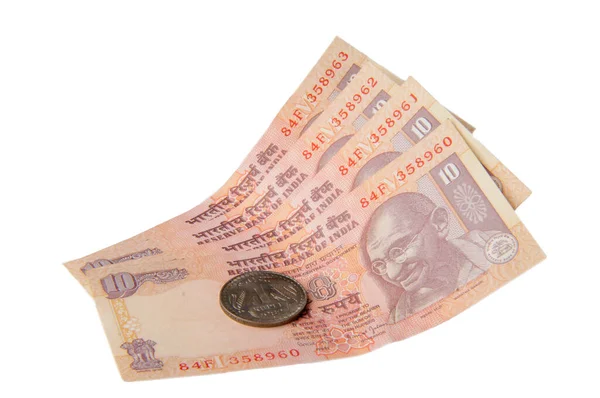 Billet Dix Roupies Monnaie Indienne — Photo