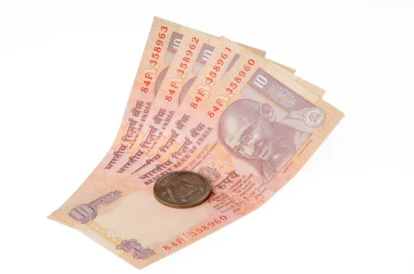 Billet Dix Roupies Monnaie Indienne — Photo