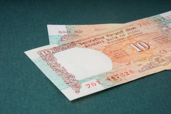 Een Tien Roepie Biljetten Indiase Valuta — Stockfoto