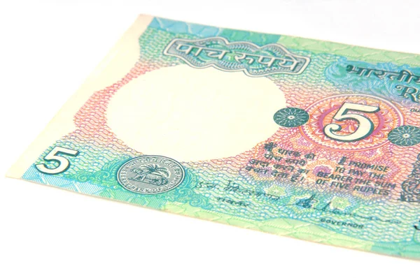 Billete Cinco Rupias Moneda India — Foto de Stock