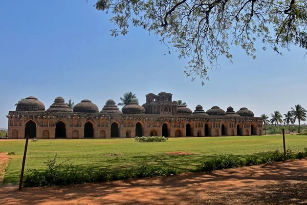 Ancient ruins of the Royal Elephant Stables at Hampi from 14th century Vijayanagara kingdom. The ancient city of Vijayanagara, Hampi, Karnataka, India.